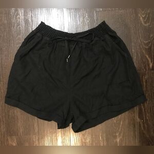 Forever 21 Black Drawstring Cuffed Shorts